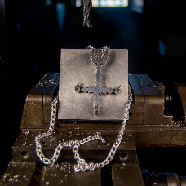 Inverted Cross Number of the Beast Pendant - Dark Cast Studio