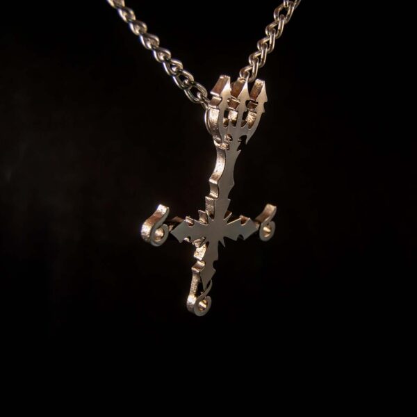 Inverted Cross Number of the Beast Pendant - Dark Cast Studio