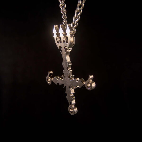 Inverted Cross Number of the Beast Pendant - Dark Cast Studio