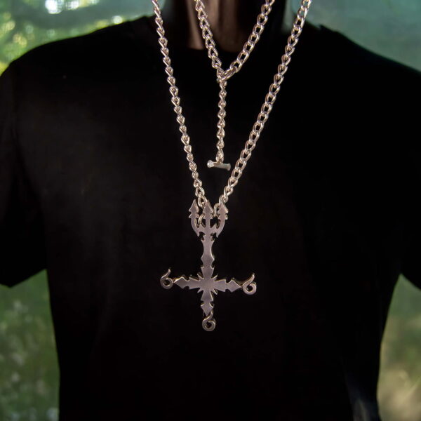 Inverted Cross Number of the Beast Pendant - Dark Cast Studio