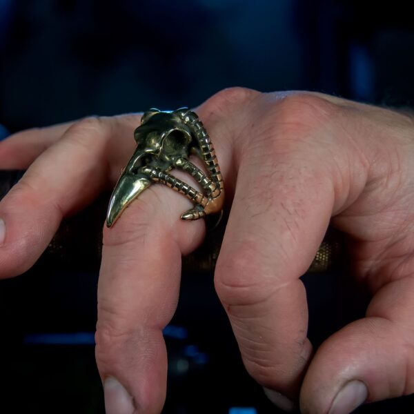 Raven Skull Ring - Dark Cast Studio