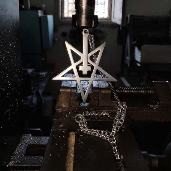 Big Pentagram With Inverted Cross Necklace - Dark Cast Studio