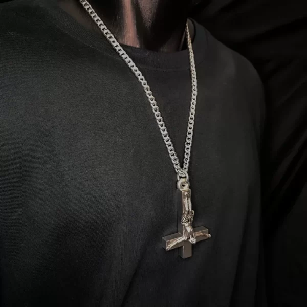 Big Inverted Crucifix Necklace - Dark Cast Studio